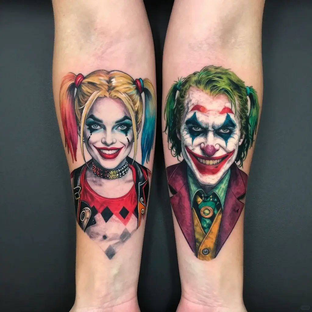 tattoos of harley quinn and joker