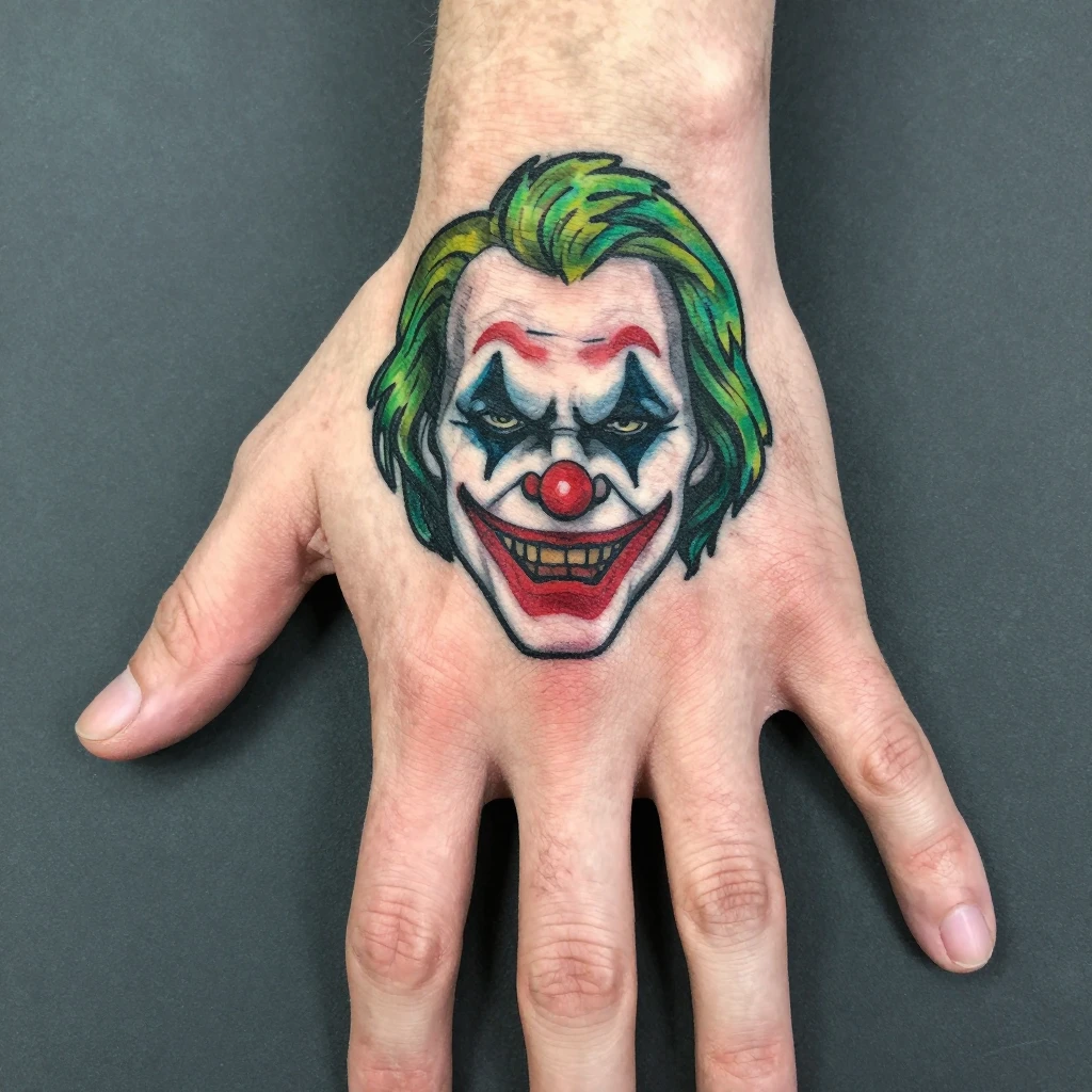 joker tattoo in hand