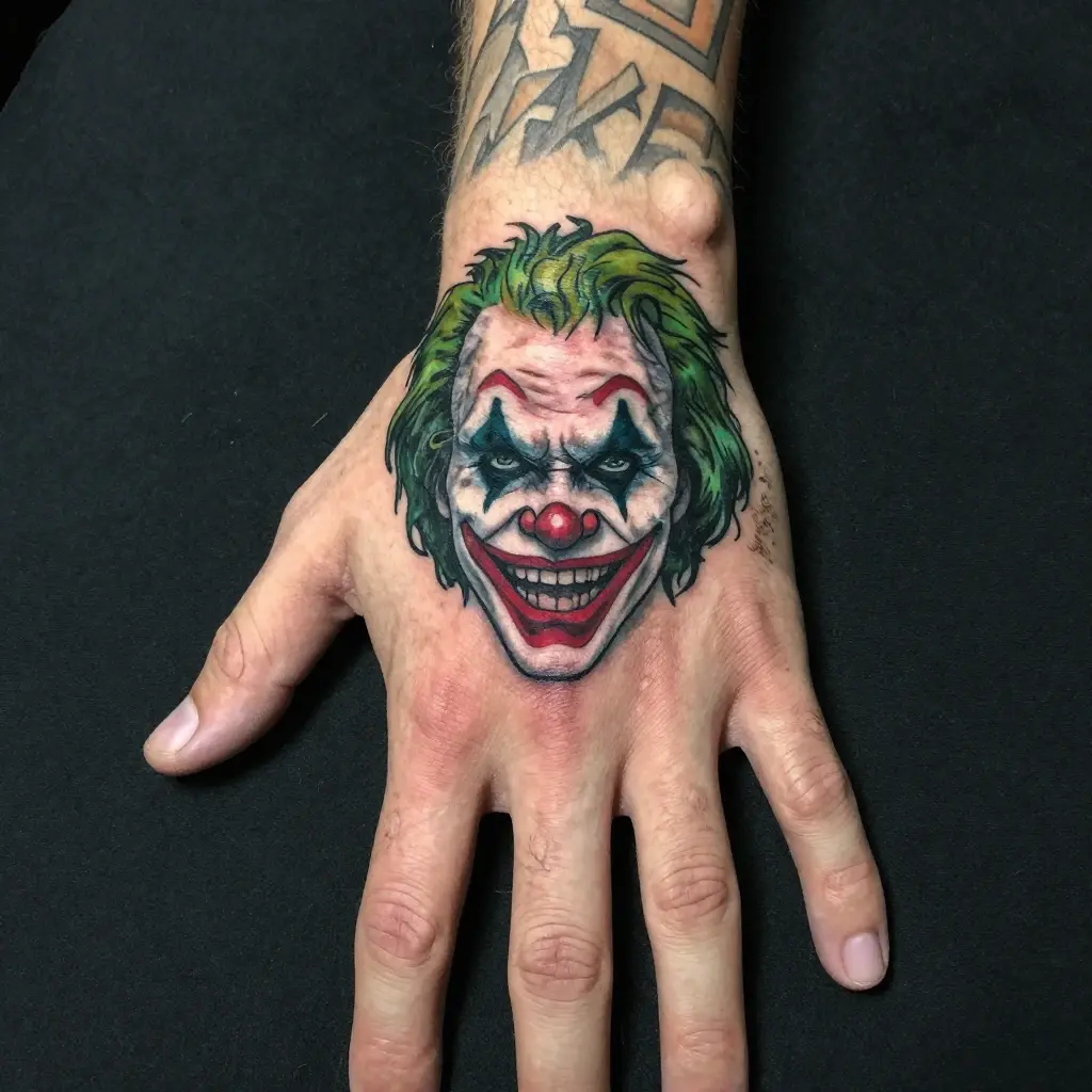 joker tattoo in hand