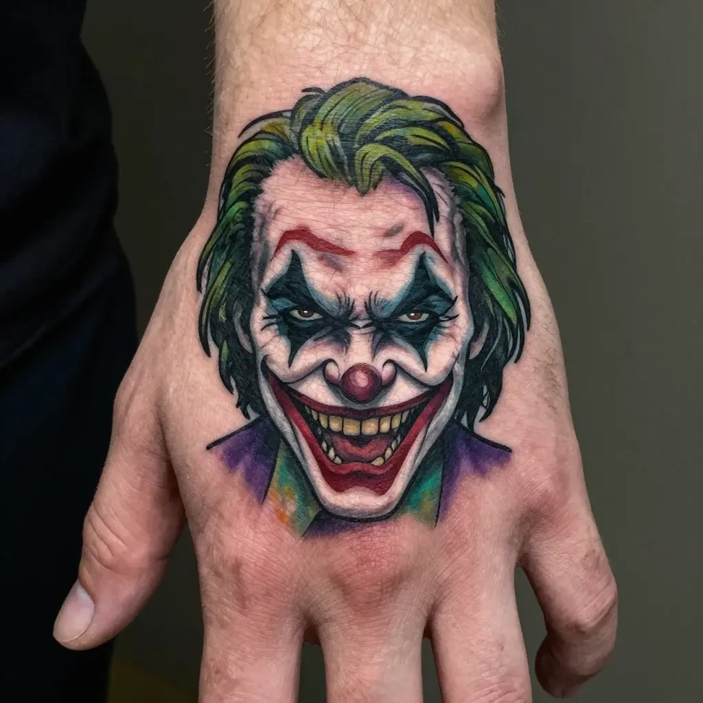 joker tattoo in hand